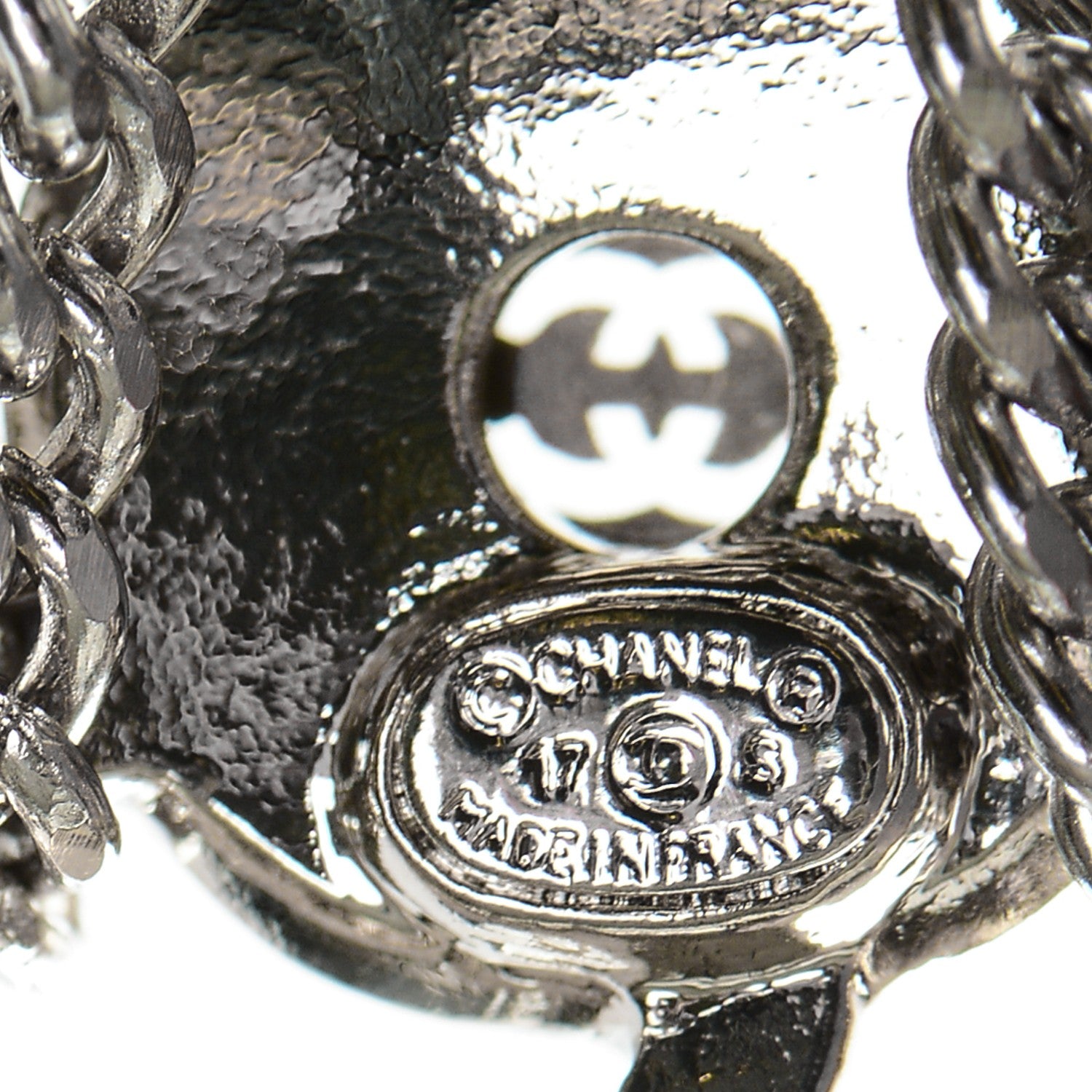 Chanel Crystal Enamel CC Camellia Drop Earrings Silver 4 of 4