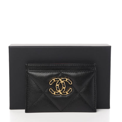 Chanel Shiny Goatskin Quilted Chanel 19 Card Holder Black 8 of 8