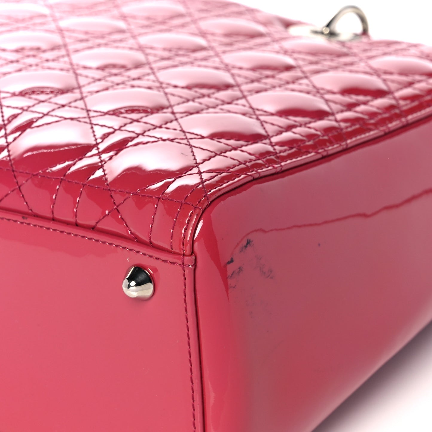 Patent Cannage Large Lady Dior Fuchsia