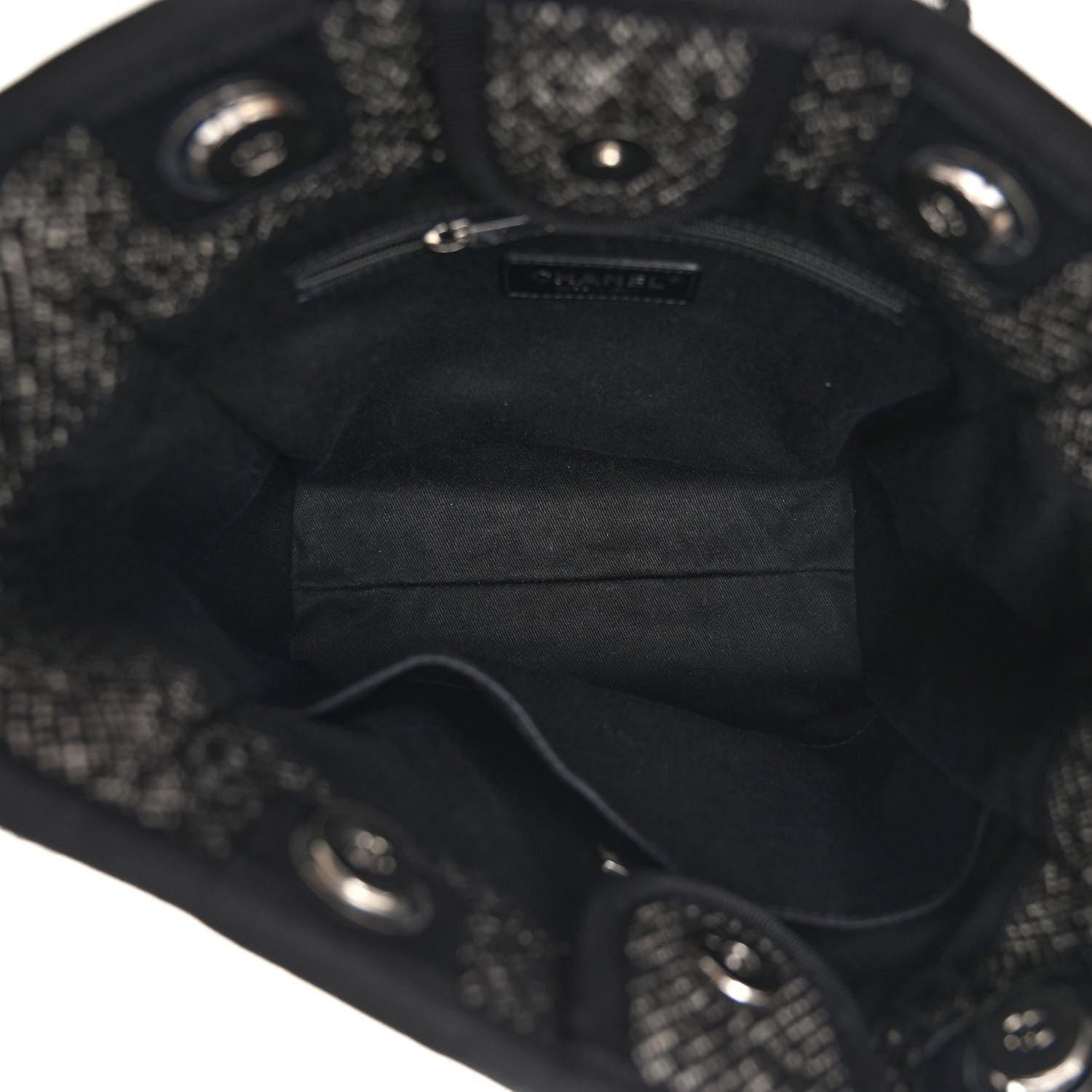 Chanel Mixed Fibers Calfskin Mini Deauville Tote Black White 5 of 10