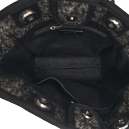 Chanel Mixed Fibers Calfskin Mini Deauville Tote Black White 5 of 10