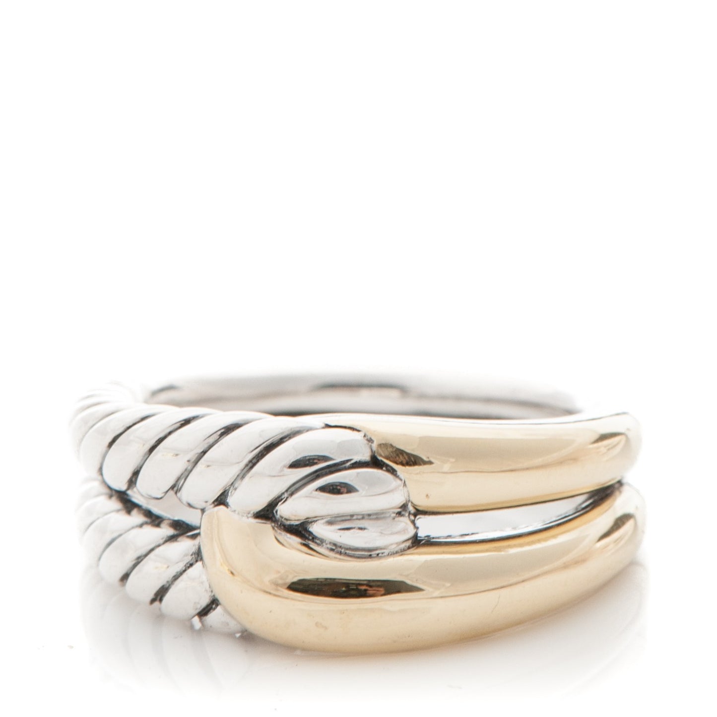 18k Yellow Gold Sterling Silver Single Loop Labyrinth Ring 6