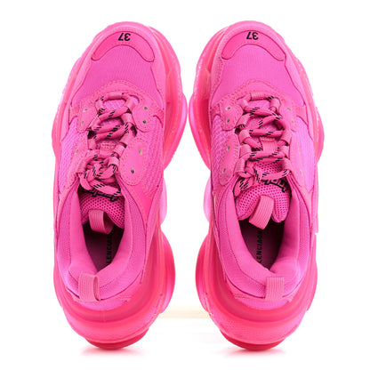 Balenciaga Fabric Mesh Clear Sole Fluo Womens Triple S Sneakers 37 Pink 2 of 11