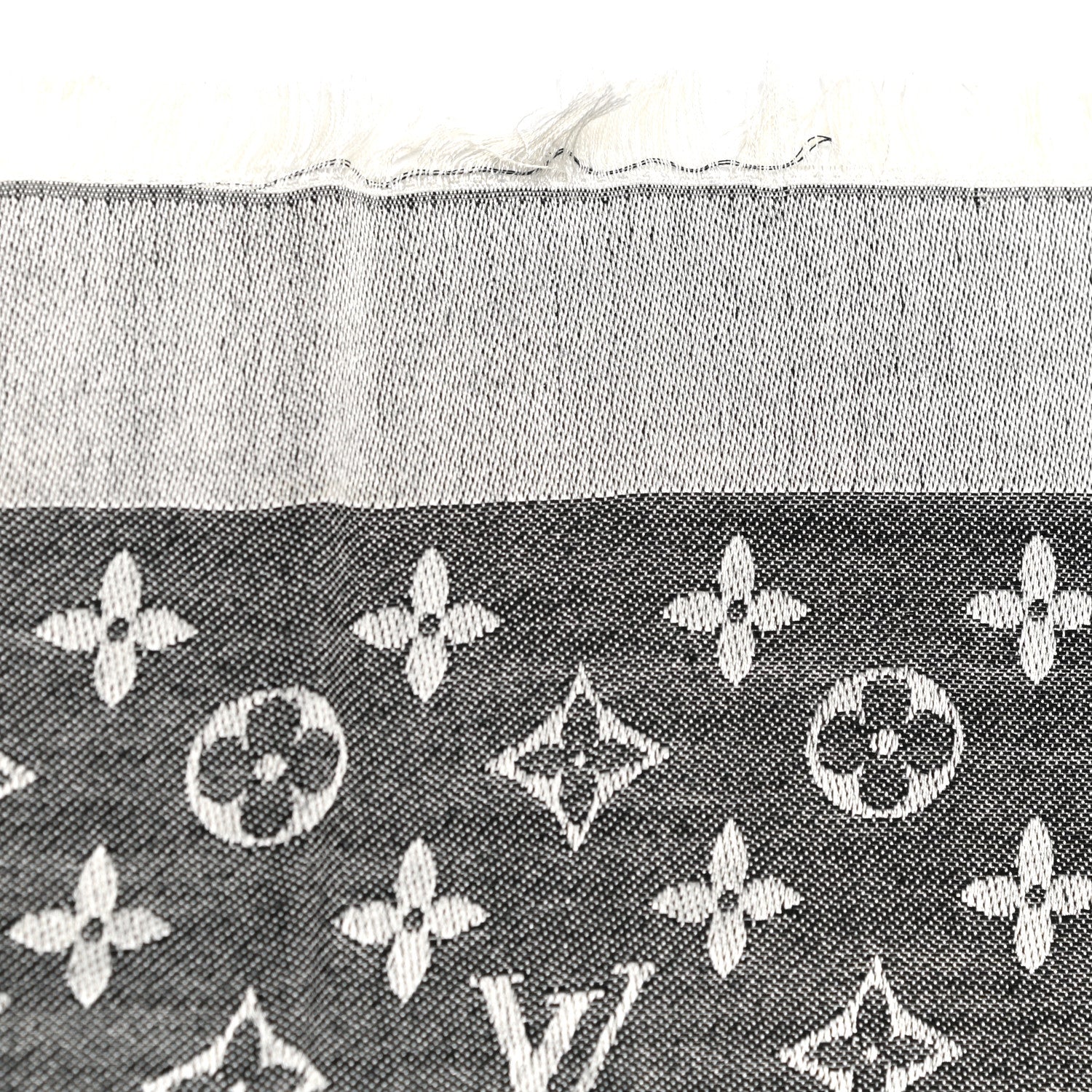Louis Vuitton Silk Wool Monogram Denim Shawl Black 7 of 10