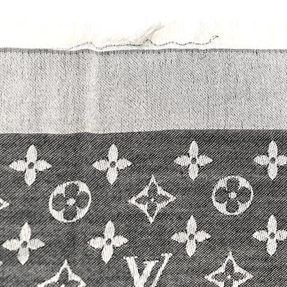 Louis Vuitton Silk Wool Monogram Denim Shawl Black 7 of 10