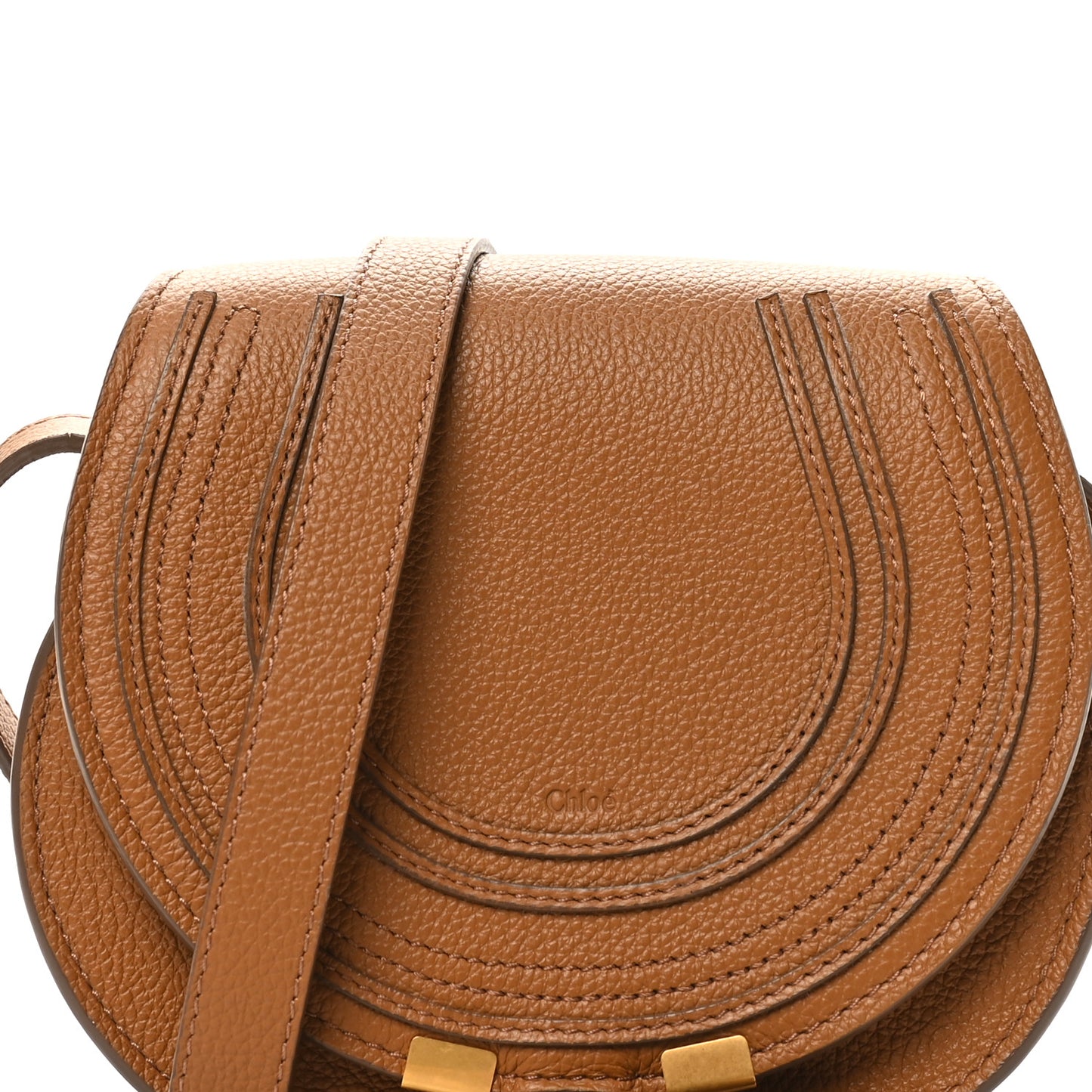 Grained Calfskin Small Marcie Saddle Bag Tan