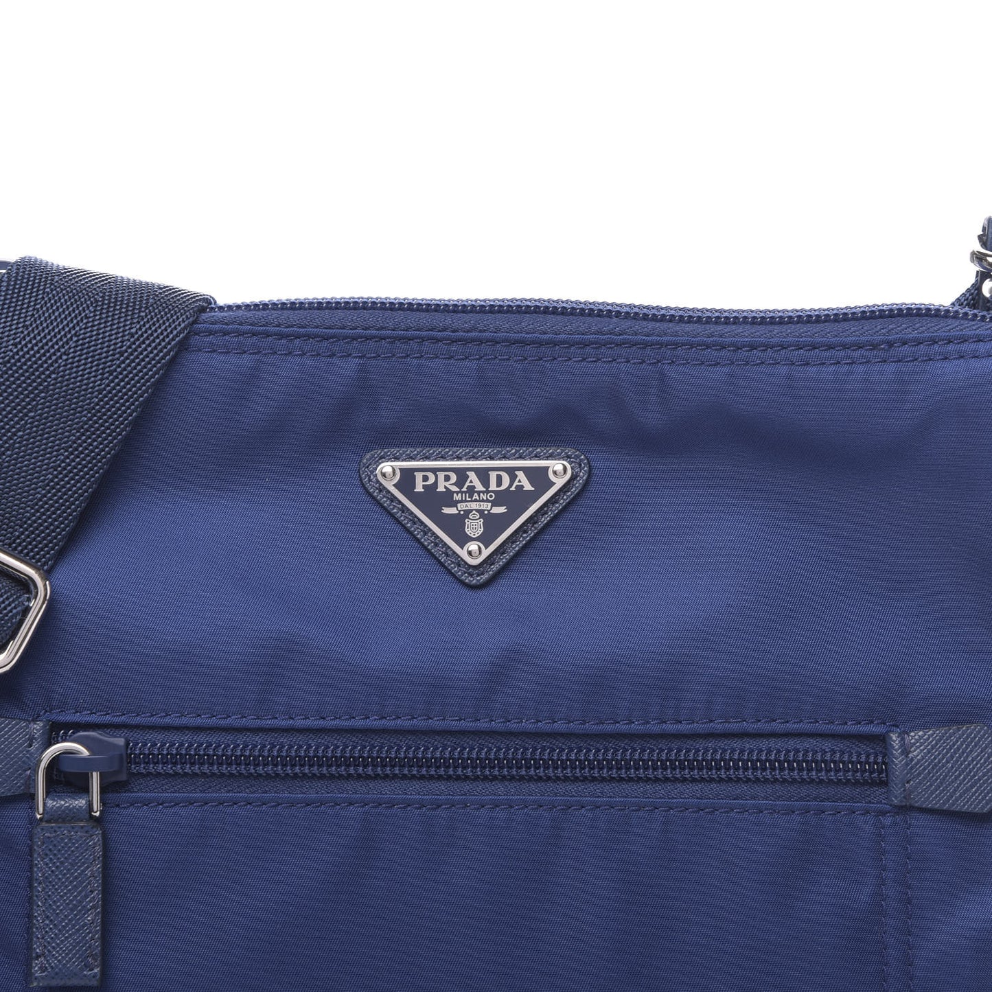 Tessuto Nylon Saffiano Flat Messenger Bag Royal