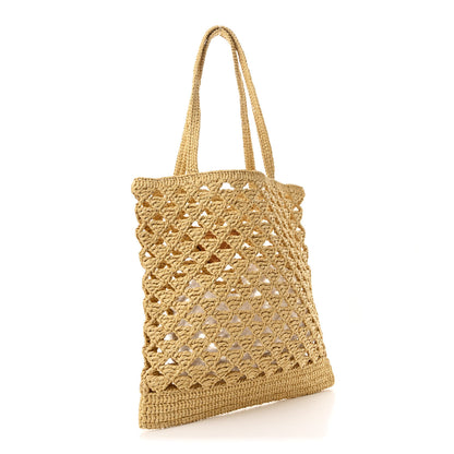 Prada Yarn Raffia Effect Embroidered Logo Tote Naturale 3 of 9