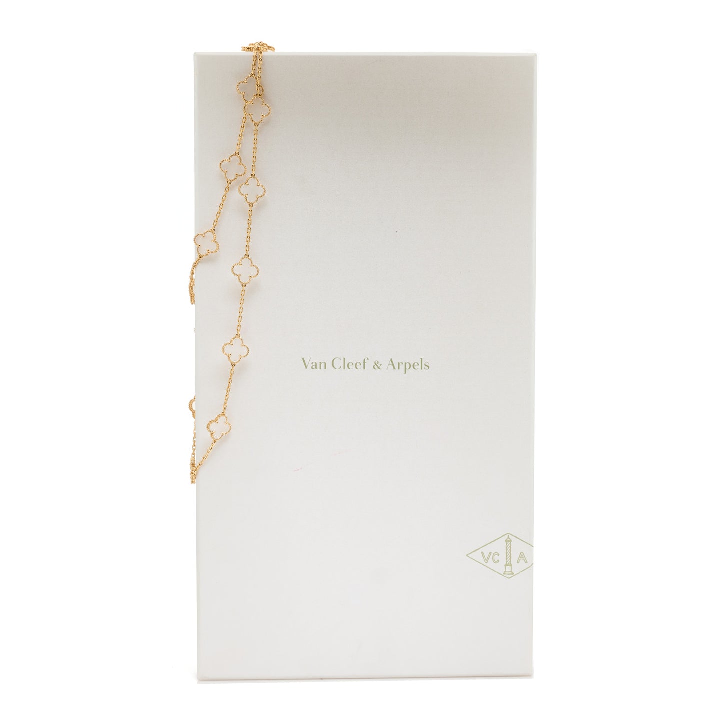 18K Yellow Gold Rock Crystal 20 Motifs Vintage Alhambra Necklace