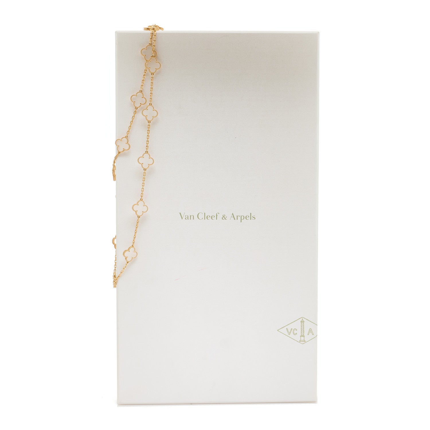 Van Cleef & Arpels 18K Yellow Gold Rock Crystal 20 Motifs Vintage Alhambra Necklace 4 of 4
