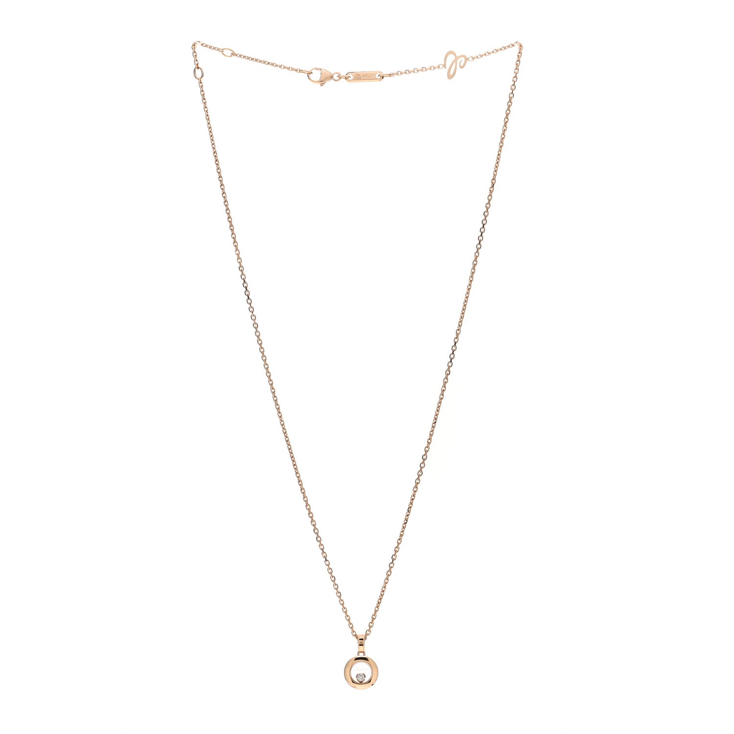 Chopard 18K Rose Gold Happy Diamonds Icons Round Pendant Necklace 3 of 8