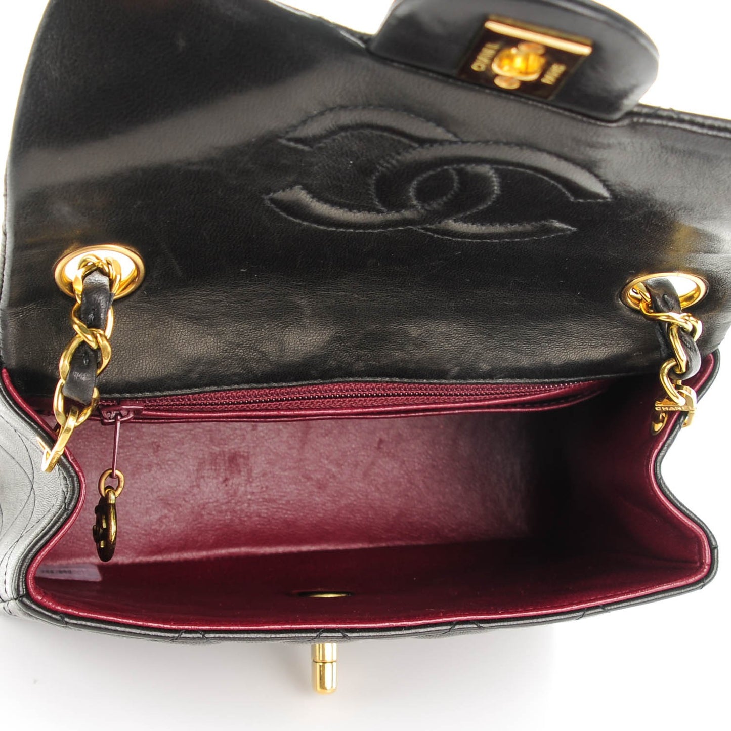 Lambskin Quilted Mini Square Flap Black