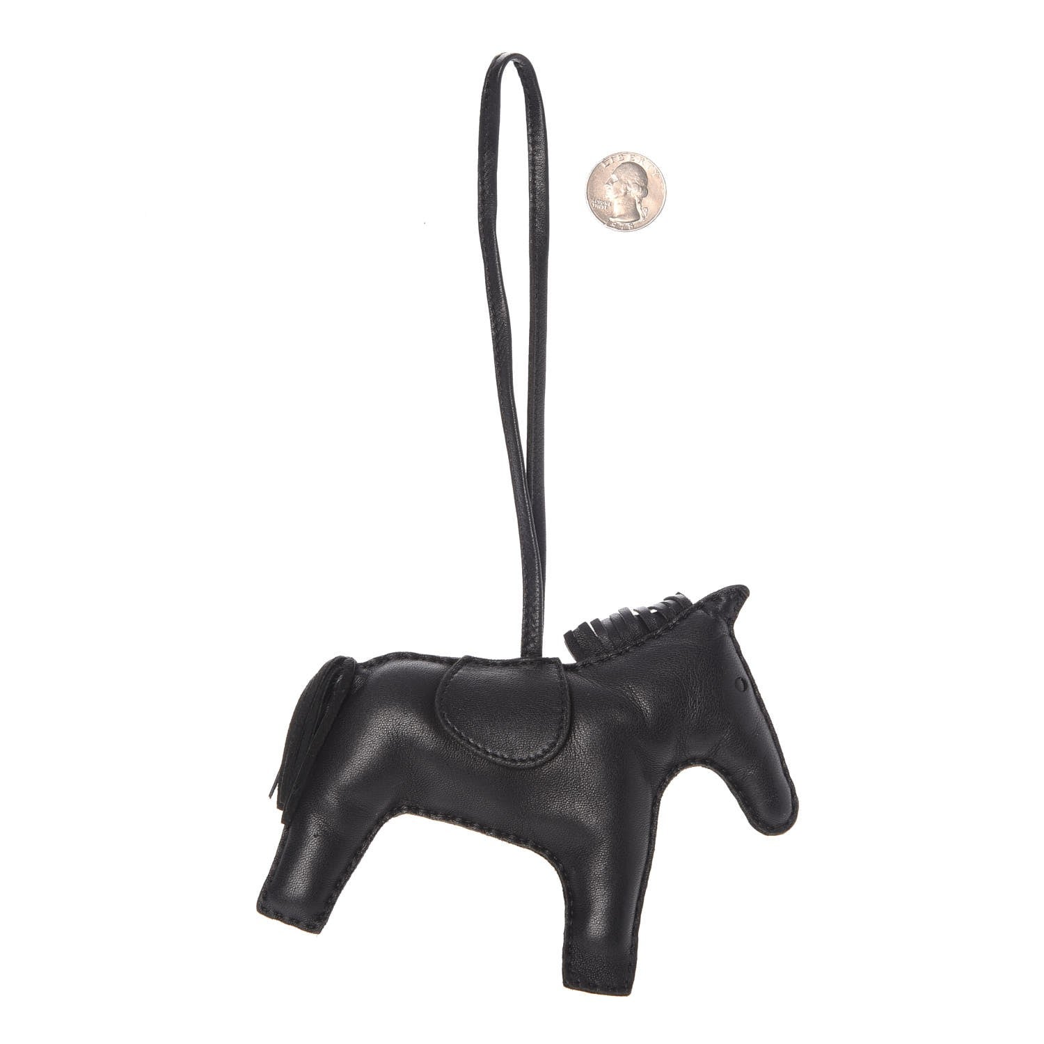 Hermes Milo Lambskin Grigri Rodeo Horse Bag Charm GM So Black 2 of 3