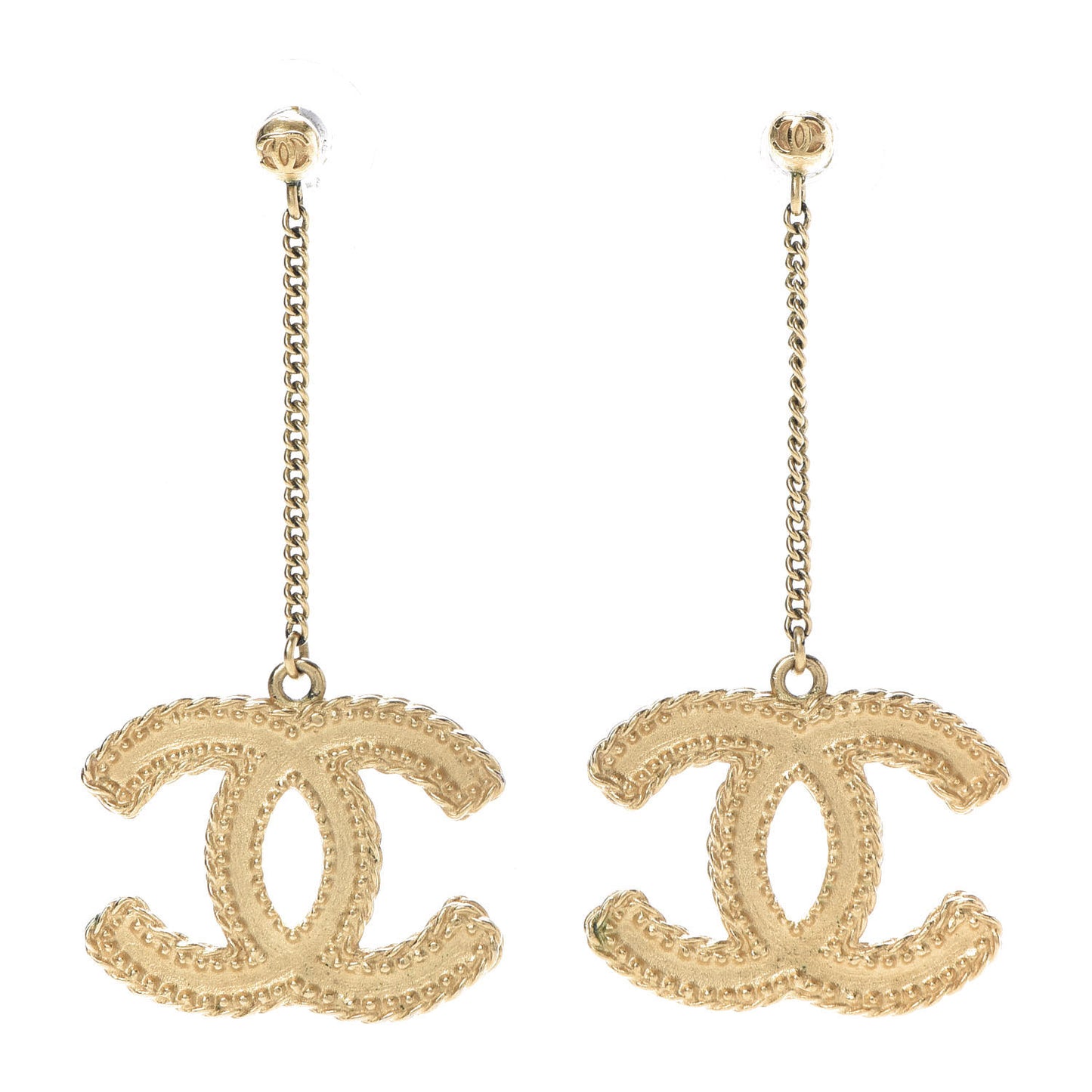 CC Drop Earrings Matte Gold