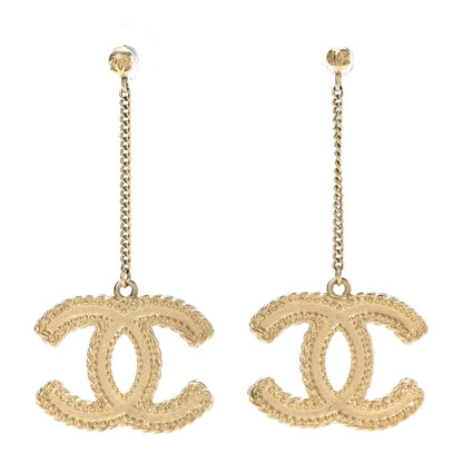 Chanel CC Drop Earrings Matte Gold 1 of 10