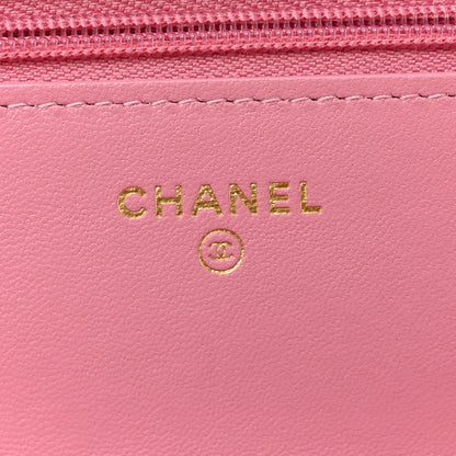 Chanel Tweed Quilted Wallet On Chain WOC Pink 6 of 13