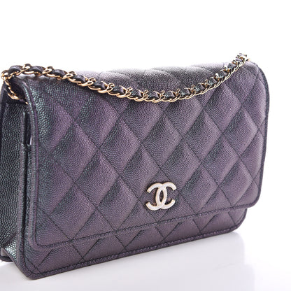 Chanel Iridescent Caviar Quilted Wallet On Chain WOC Black 9 of 12