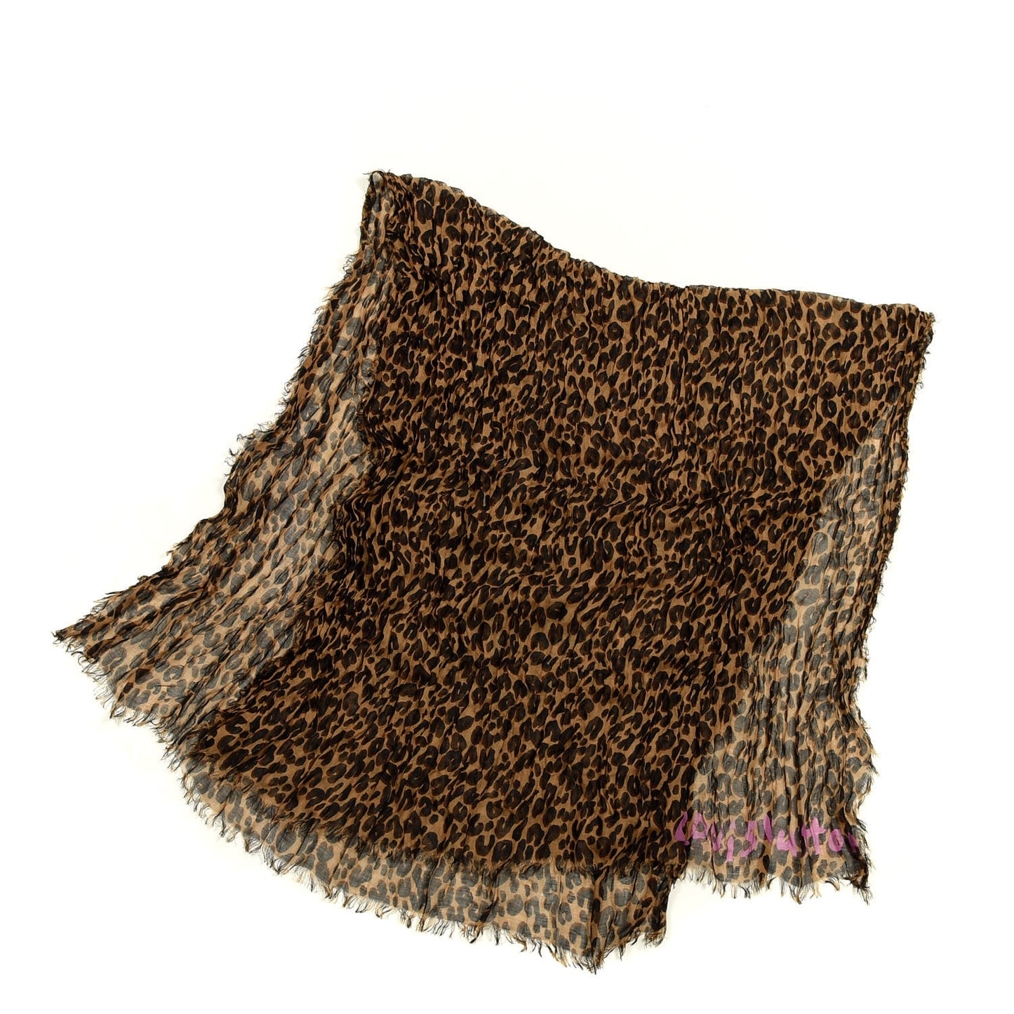 Cashmere Silk Leopard Etole Stole Marron