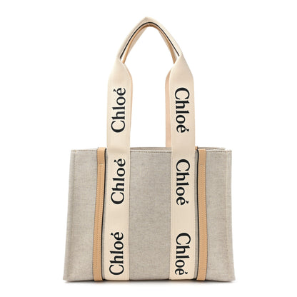 Chloe Cotton Calfskin Medium Woody Ribbon Tote Biscotti Beige 1 of 8