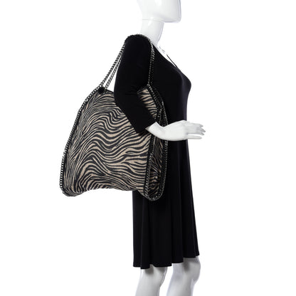 Stella McCartney Canvas Zebra Print Big Falabella Tote Black 2 of 8