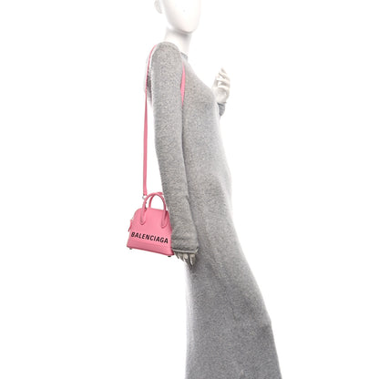 Balenciaga Signature Grained Calfskin Logo XXS Ville Top Handle Bag Rose Bubblegum Black 2 of 12