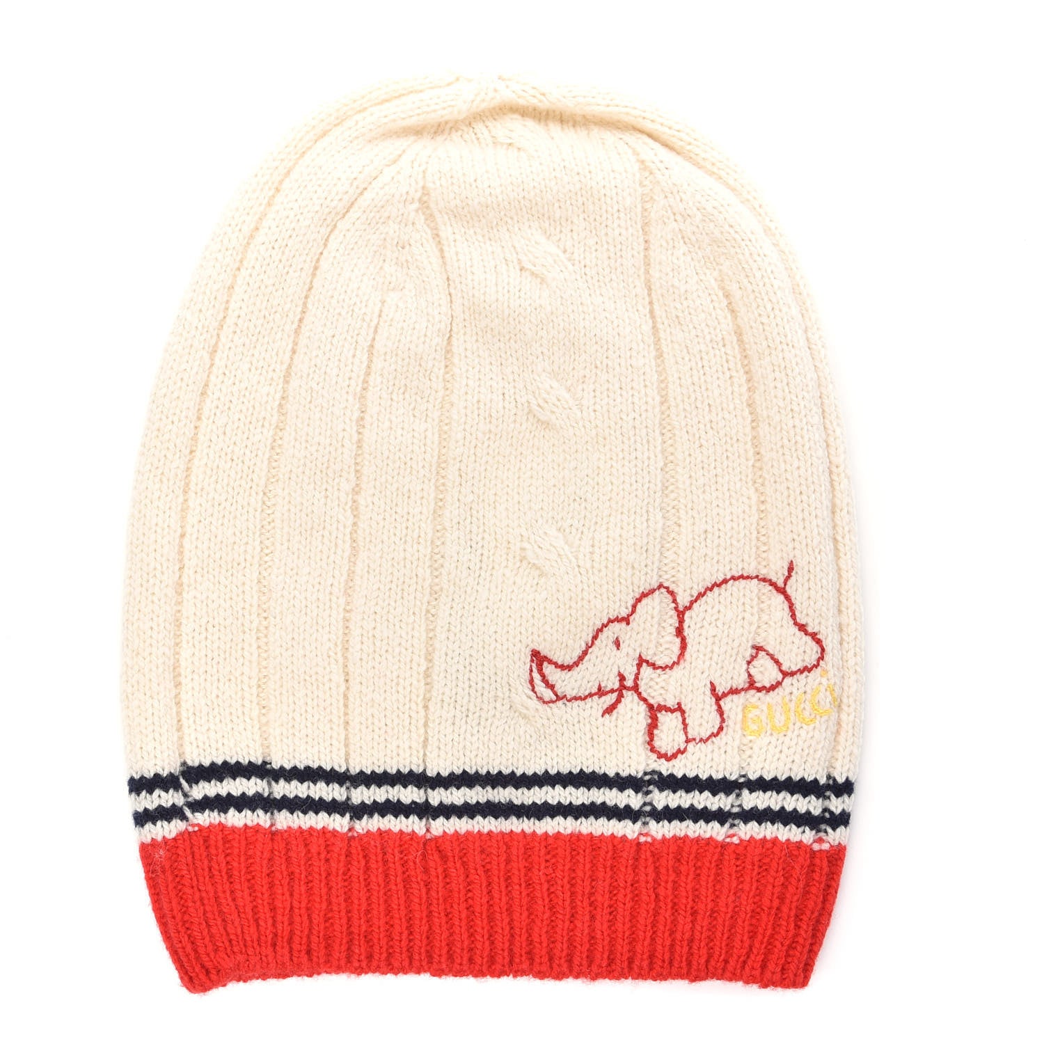 Gucci Wool Elephant Beanie Hat M White 1 of 5