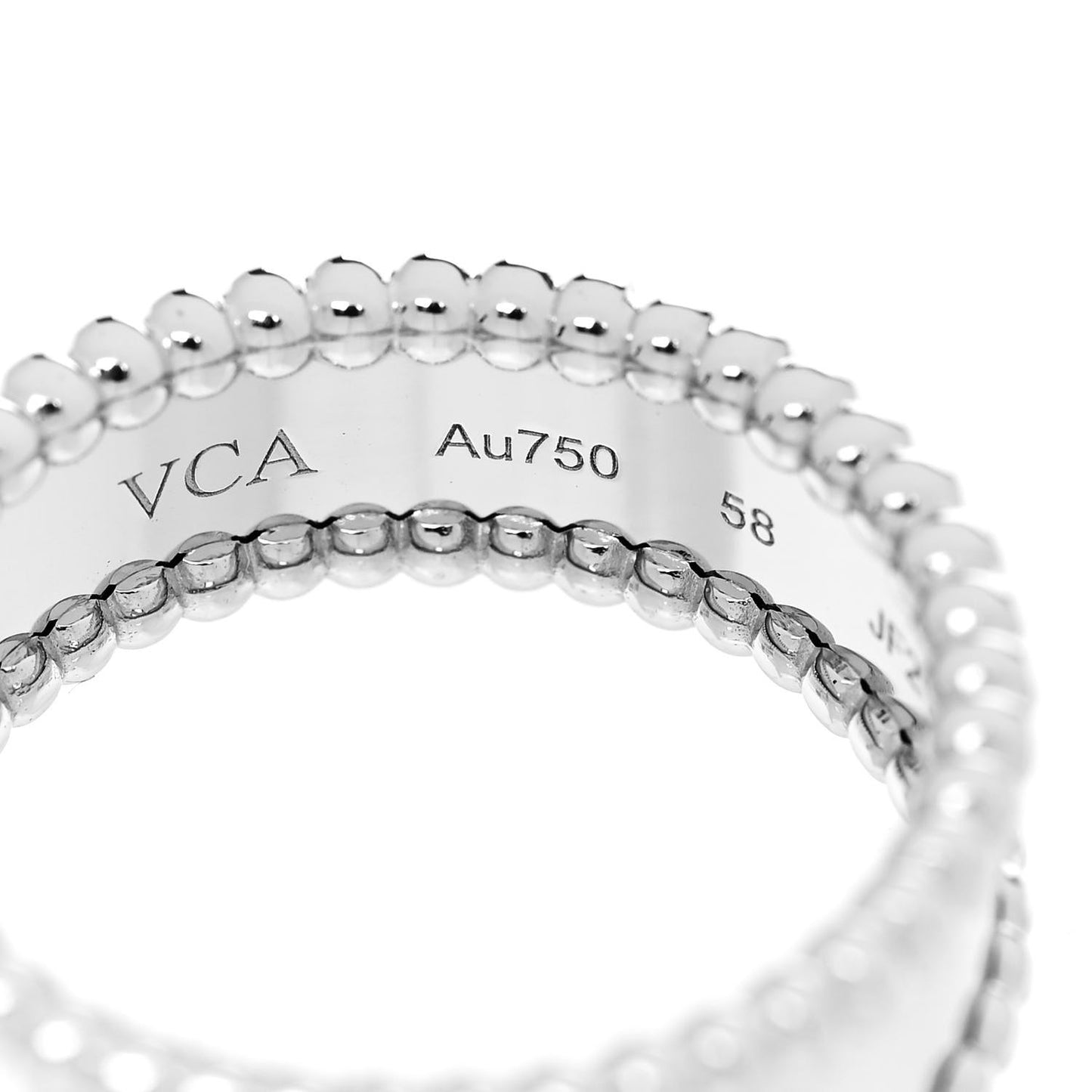 18K White Gold Perlee Signature Ring 58 8.25