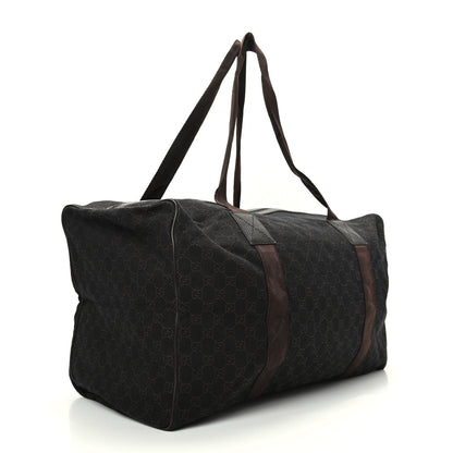 Gucci Denim Monogram Large Collapsible Carry On Duffle Bag Brown 2 of 8