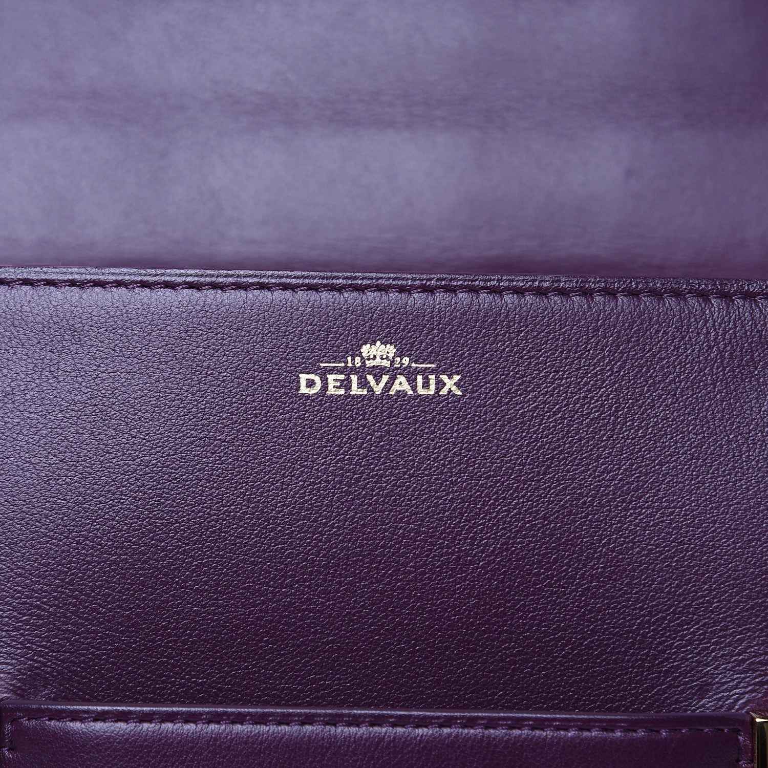 Delvaux Calfskin Mini Iron Shield Madame Crossbody Prune Antique Gold 6 of 10