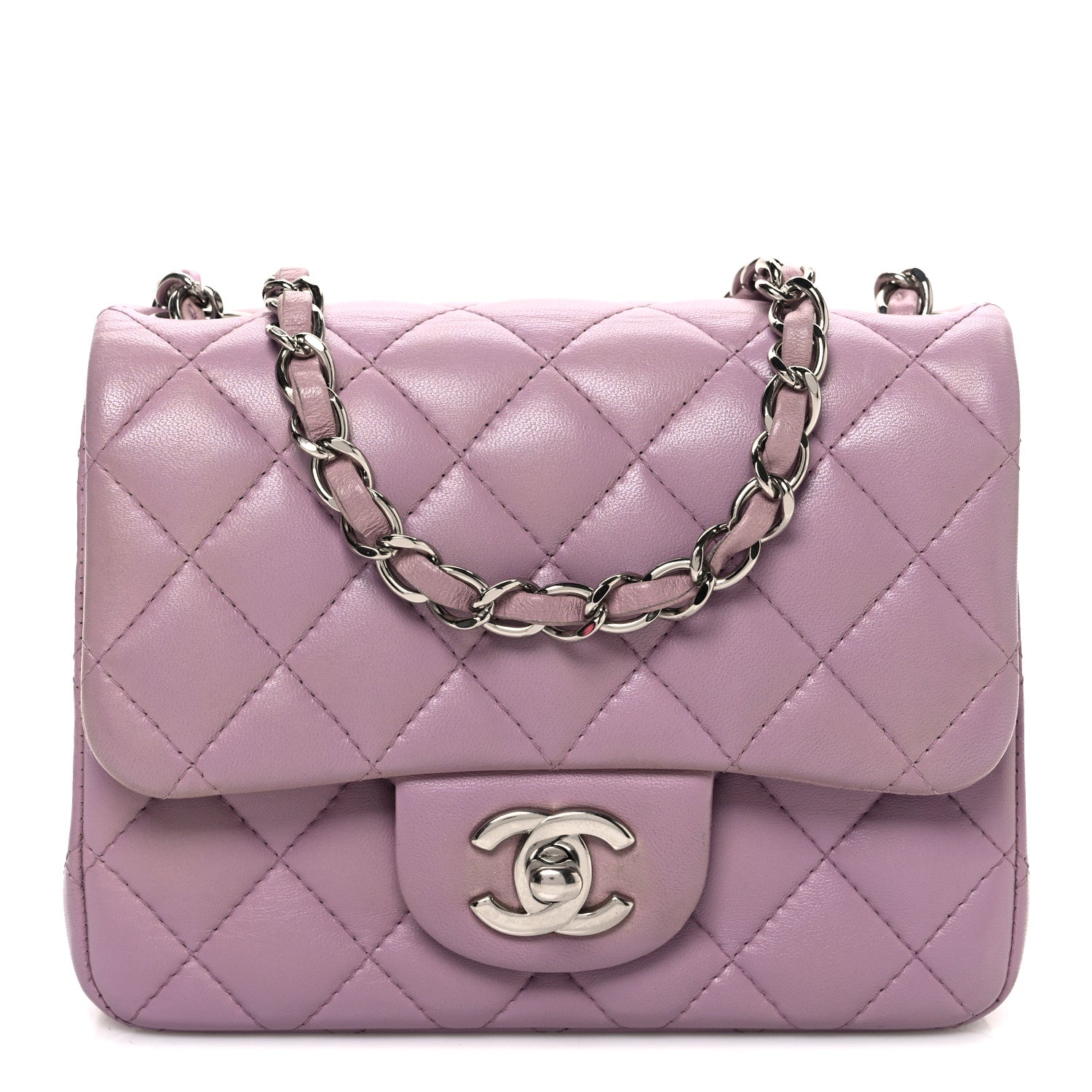 Chanel Lambskin Quilted Mini Square Flap Purple 1 of 10