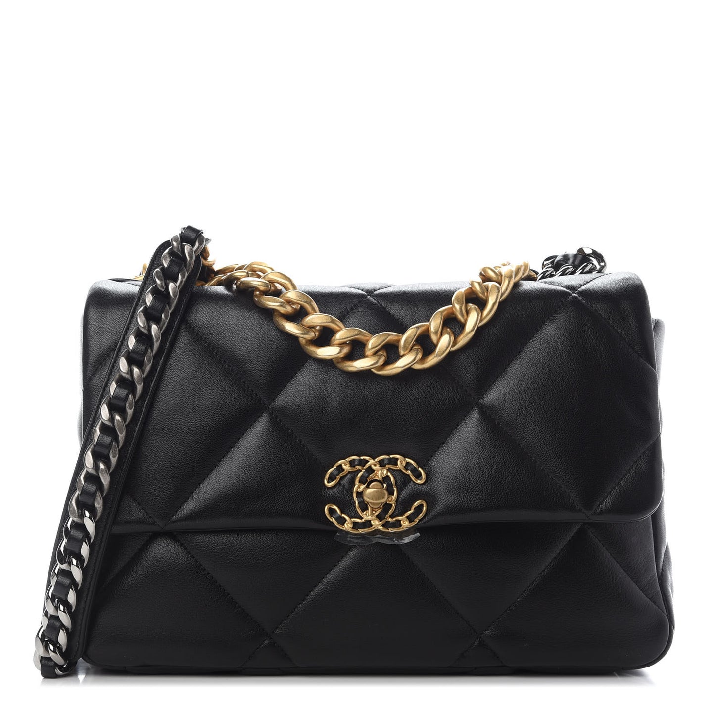 Lambskin Quilted Large Chanel 19 Flap Black