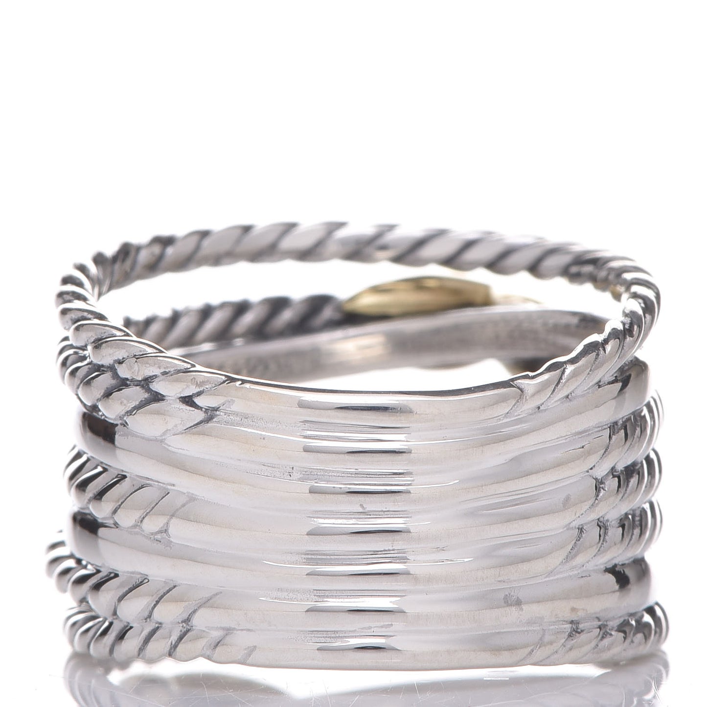 Sterling Silver 18K Yellow Gold Double X Crossover Ring 53 6.5