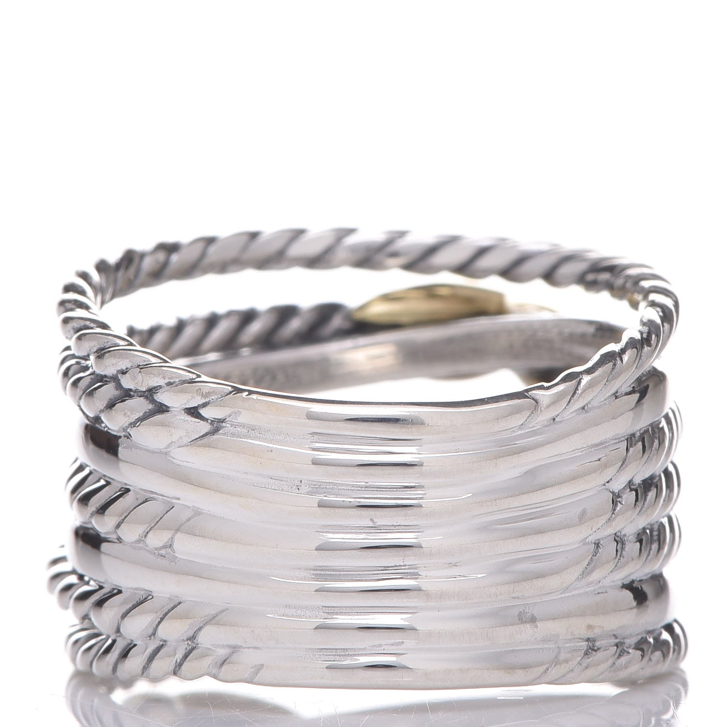 David Yurman Sterling Silver 18K Yellow Gold Double X Crossover Ring 53 6.5 3 of 4