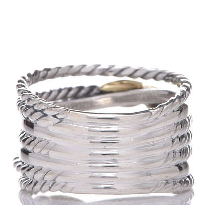 David Yurman Sterling Silver 18K Yellow Gold Double X Crossover Ring 53 6.5 3 of 4