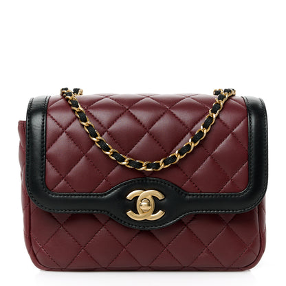 Chanel Lambskin Quilted Mini Two Tone Day Flap Burgundy 1 of 11