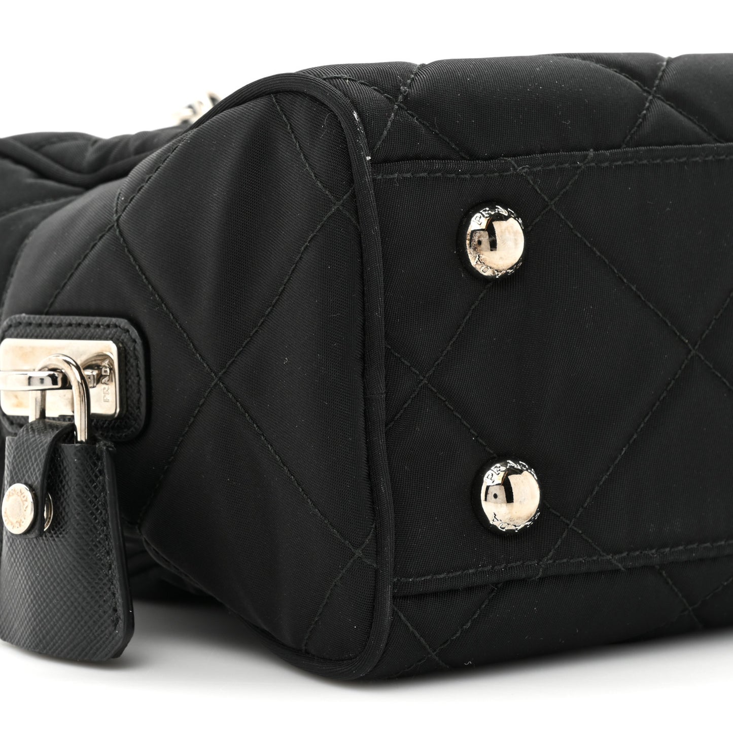 Nylon Tessuto Impuntu Quilted Shoulder Bag Black