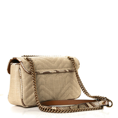 Gucci Raffia Elaphe Matelasse Small GG Marmont Shoulder Bag Natural Cream Brown 2 of 6