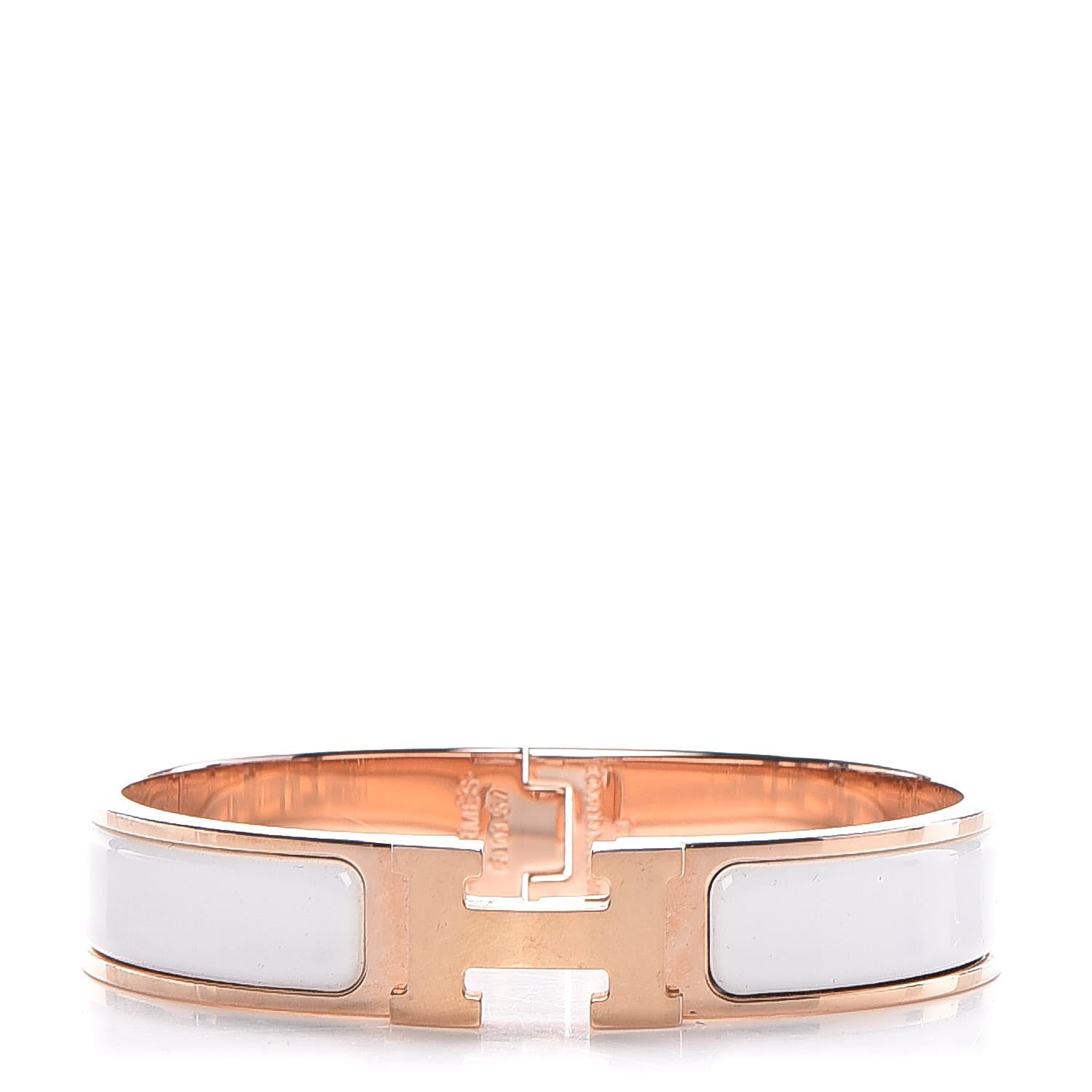 Hermes Enamel Narrow Clic Clac H Bracelet PM White 1 of 7