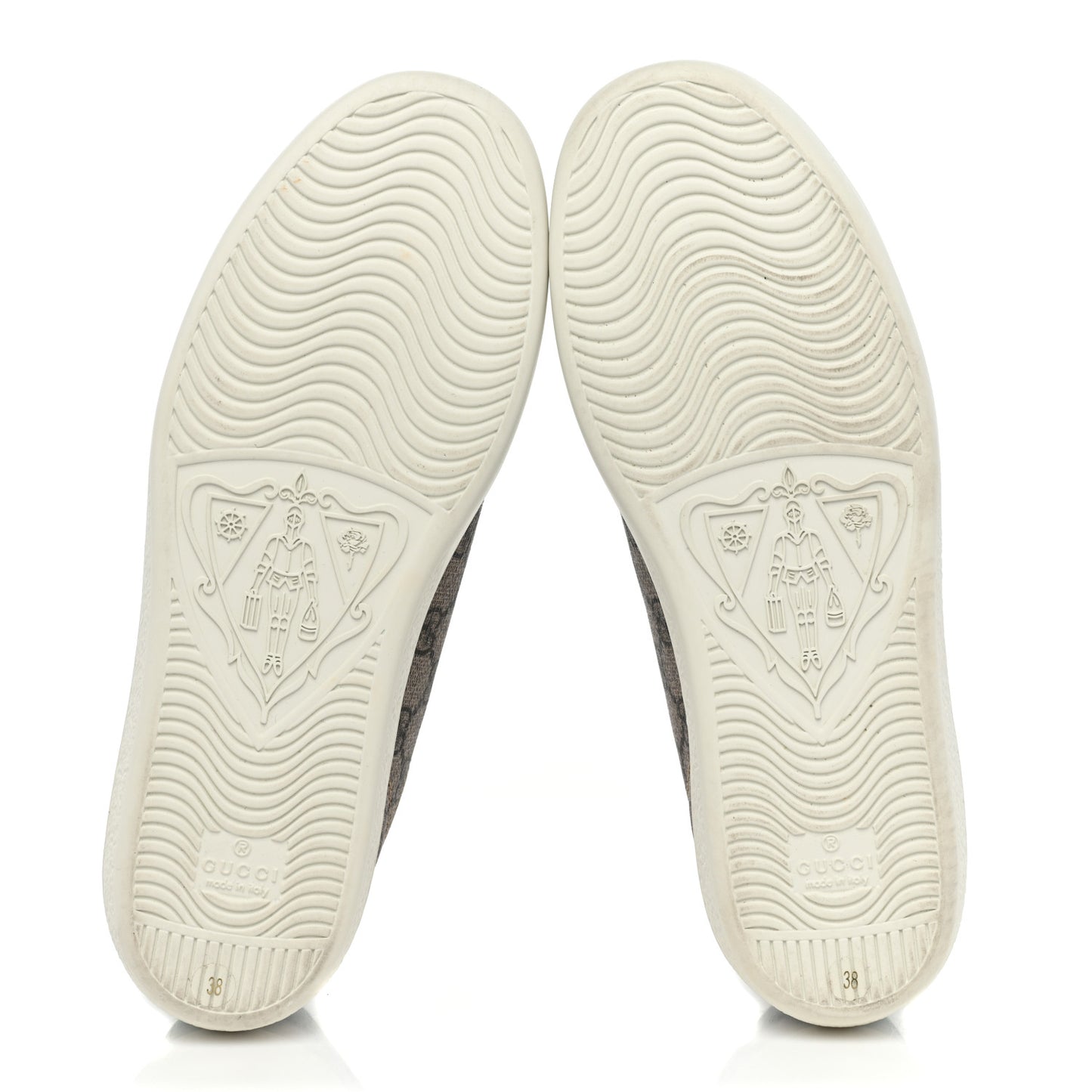 GG Supreme Monogram Fake/Not Womens Ace Sneakers 38 Beige New Shamarock Brown Sugar