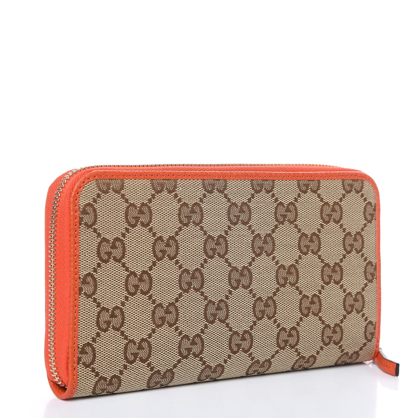 Monogram Dollar Calfskin Zip Around Wallet Beige Ebony Sun Orange