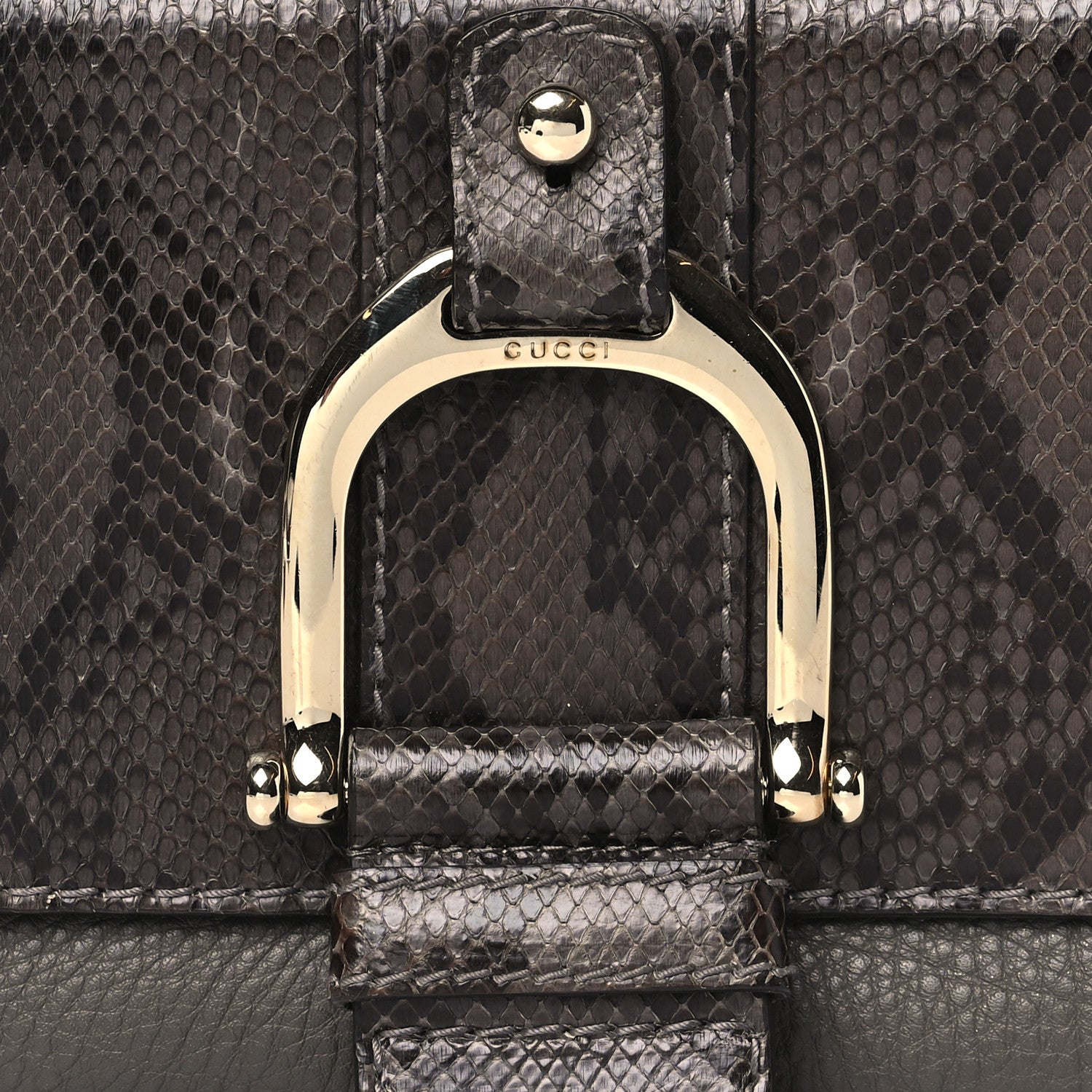 Gucci Snakeskin Calfskin Embossed Greenwich Clutch Grey 8 of 10
