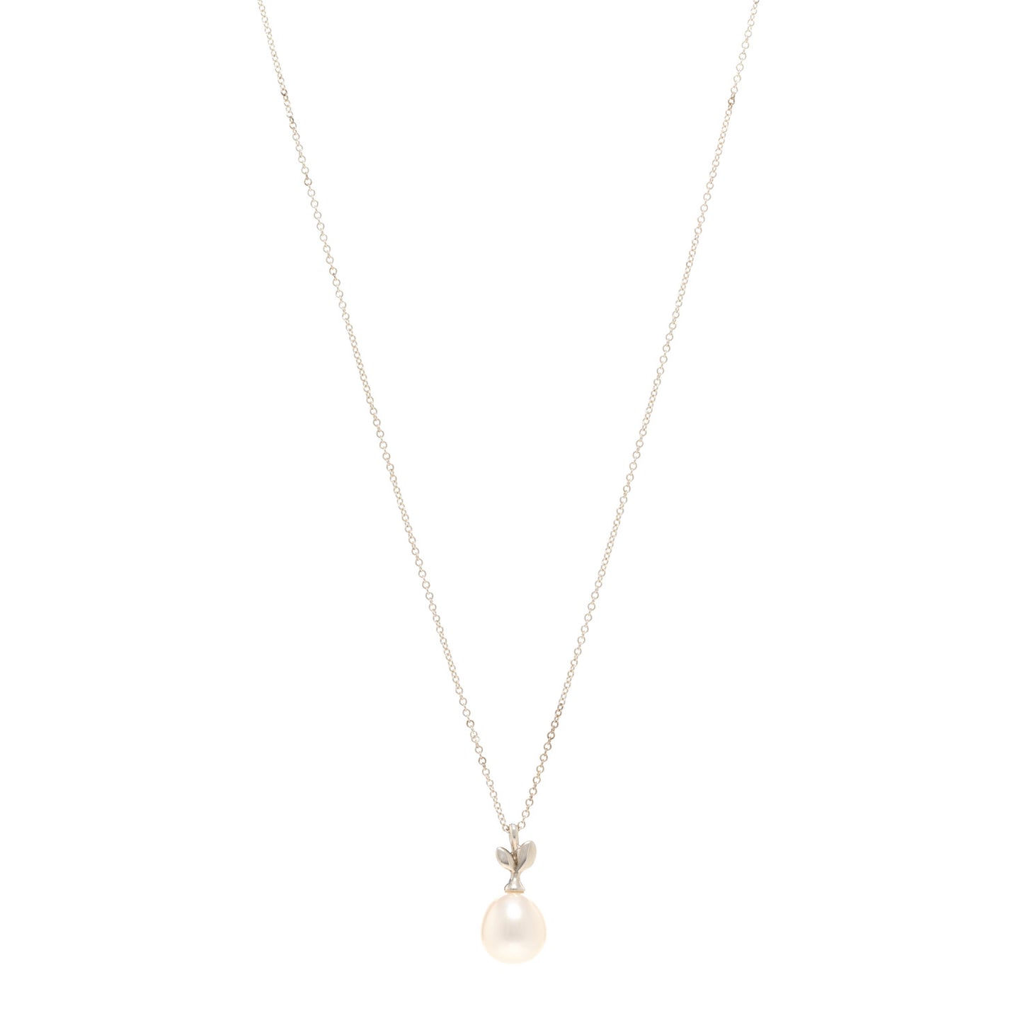 Sterling Silver Pearl Paloma Picasso Olive Leaf Drop Pendant Necklace