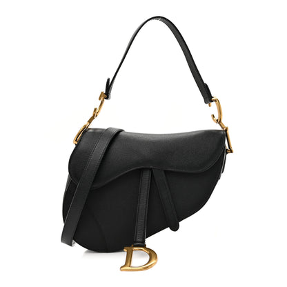Christian Dior Grained Calfskin Saddle Bag With Strap Black 1 of 10