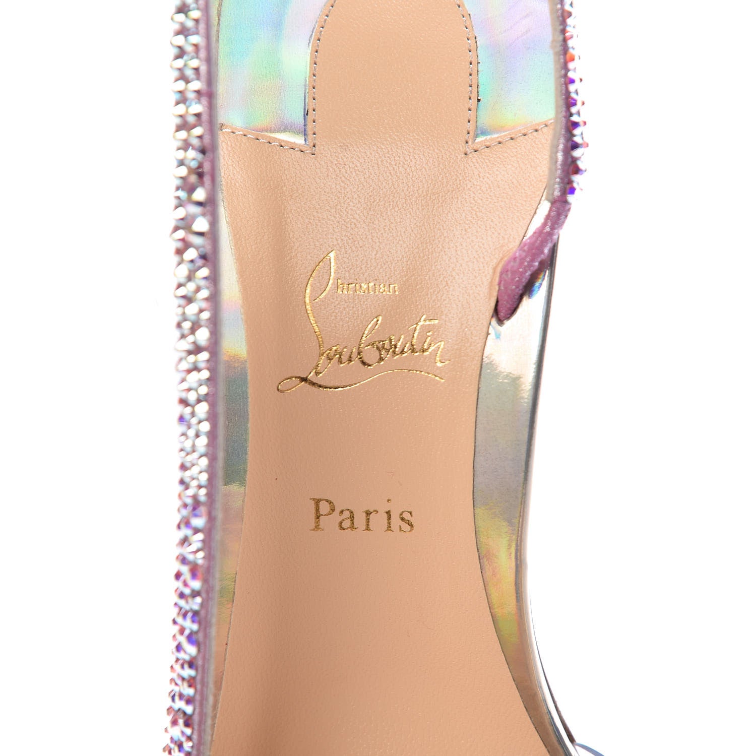 Christian Louboutin Suede Metal PVC Specchio Optisling Strass 100 Sandals 40 Aurore Borea 7 of 8