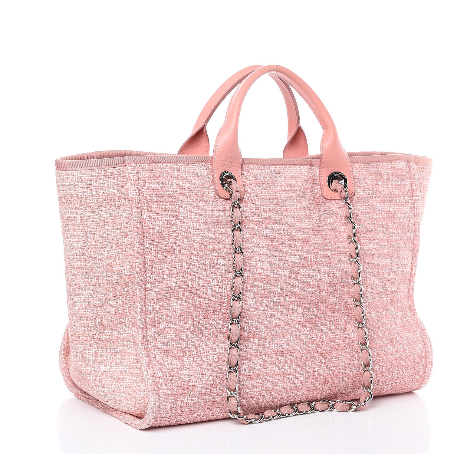Chanel Straw Lurex Large Deauville Tote Pink 4 of 13