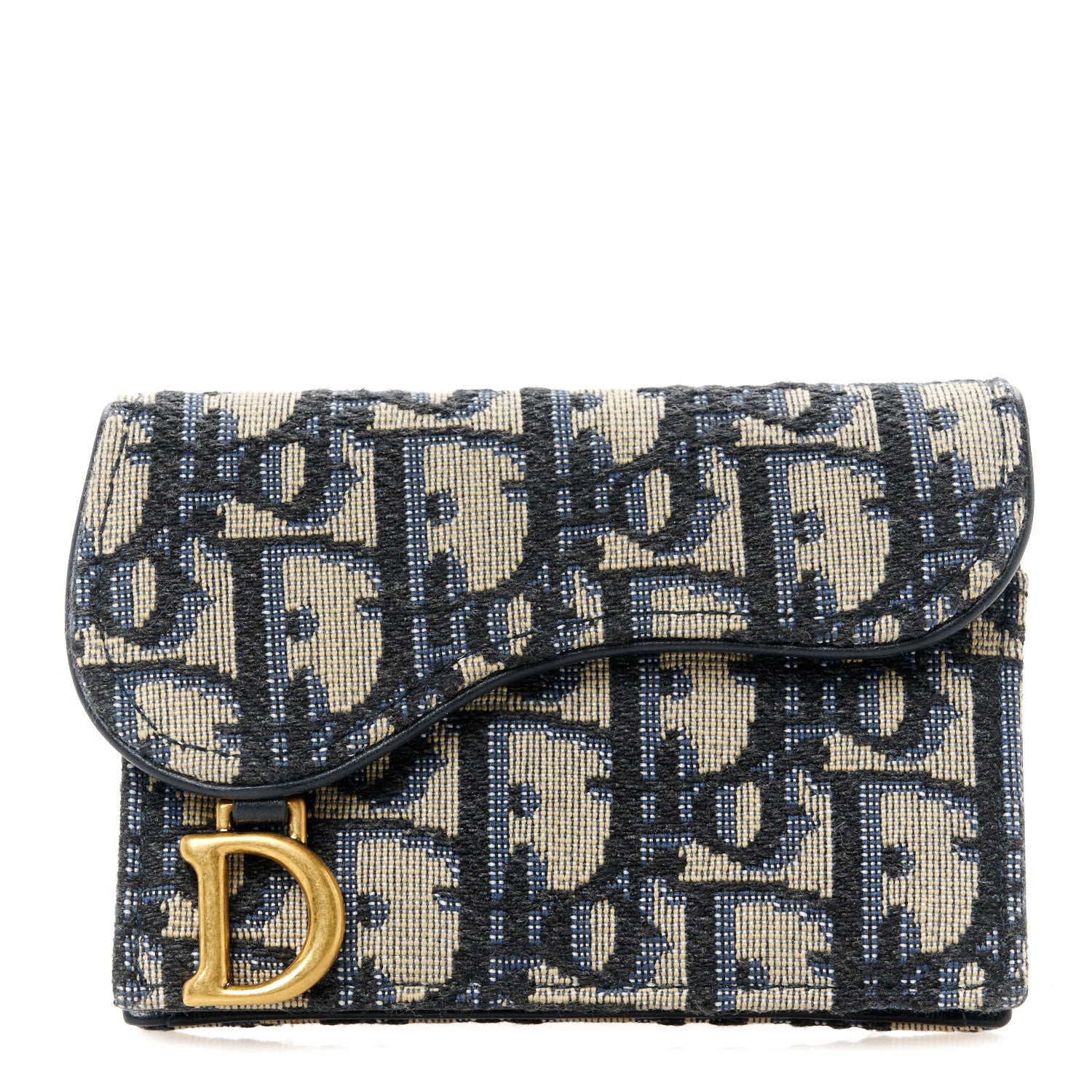 Christian Dior Oblique Saddle Card Holder Blue 1 of 8