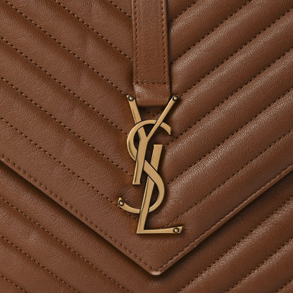 Saint Laurent Sheepskin Matelasse Chevron Monogram Large College Satchel Cognac 11 of 11