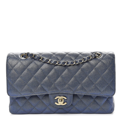 Chanel Iridescent Caviar Quilted Medium Double Flap Dark Blue 1 of 11