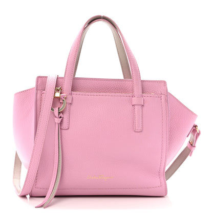 Salvatore Ferragamo Grained Calfskin Double Handle Small Amy Tote Pink 1 of 15