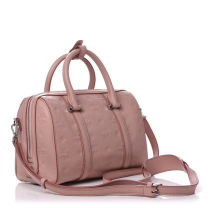 MCM Calfskin Ottomar Monogram Small Boston Bag Pink 4 of 10